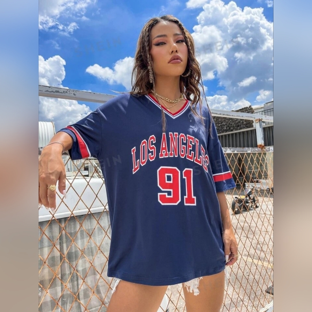 Fresral Los Angeles 91 Oversized Jersey Shirt Top Size Women’s Medium LA Jersey
